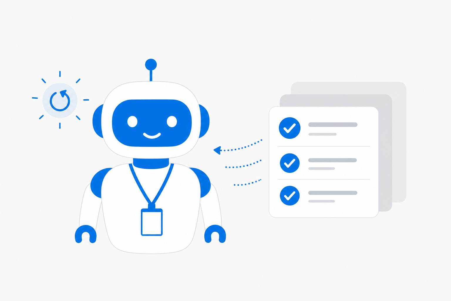 起動するたびに、必読のルールが自動で新人ロボットに届くイラスト